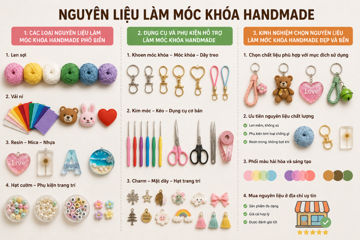 nguyên liệu làm móc khóa handmade